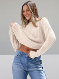 Trendy Queen Women's Oversized Cable Knit Crewneck Sweaters